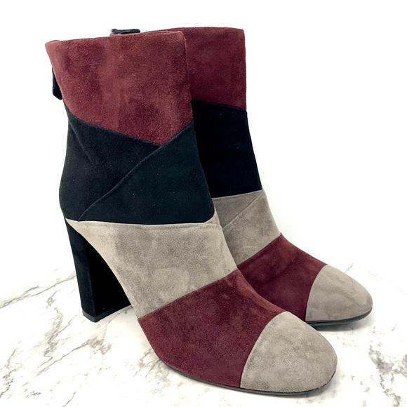 M Grigiarancio Italy Fortuna Color Block Suede Heeled Boots 39